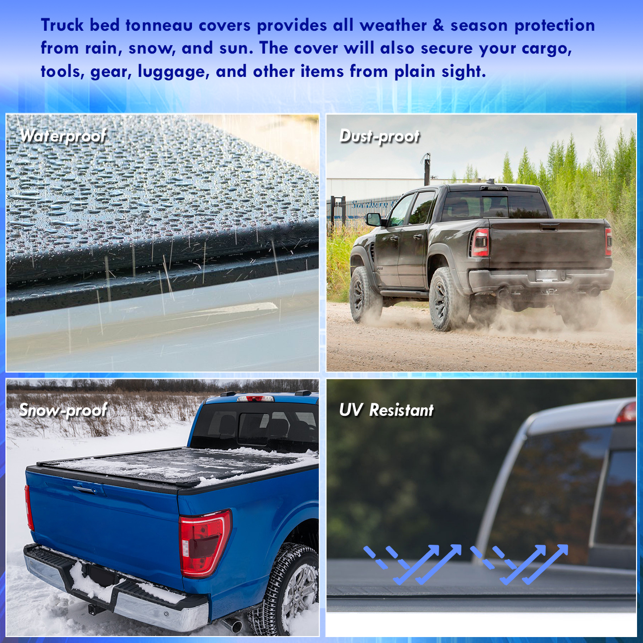 thumbnail image 2 of Soft 4-Fold Waterproof Tonneau Cover For 2015-2022 Ford F-150 6.5ft Bed 2 of 4