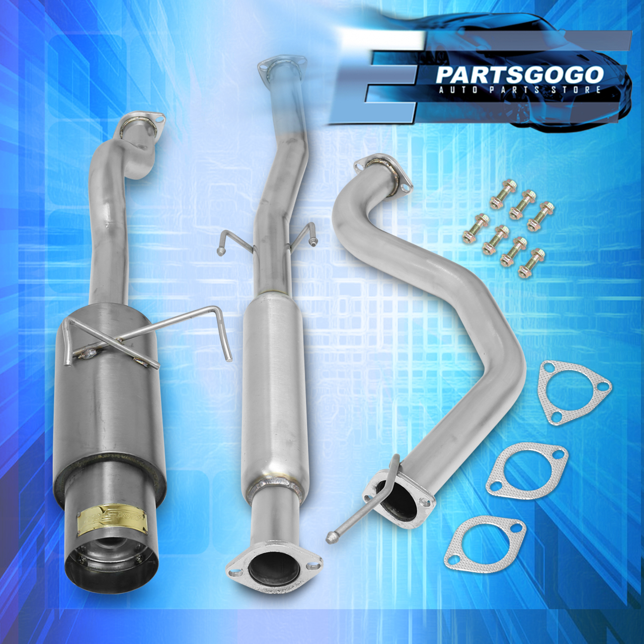 GODSNOW Catback Exhaust System For 1994-2001 Acura Integra DC2 Hatchback – 4.5in Tip 3in Piping