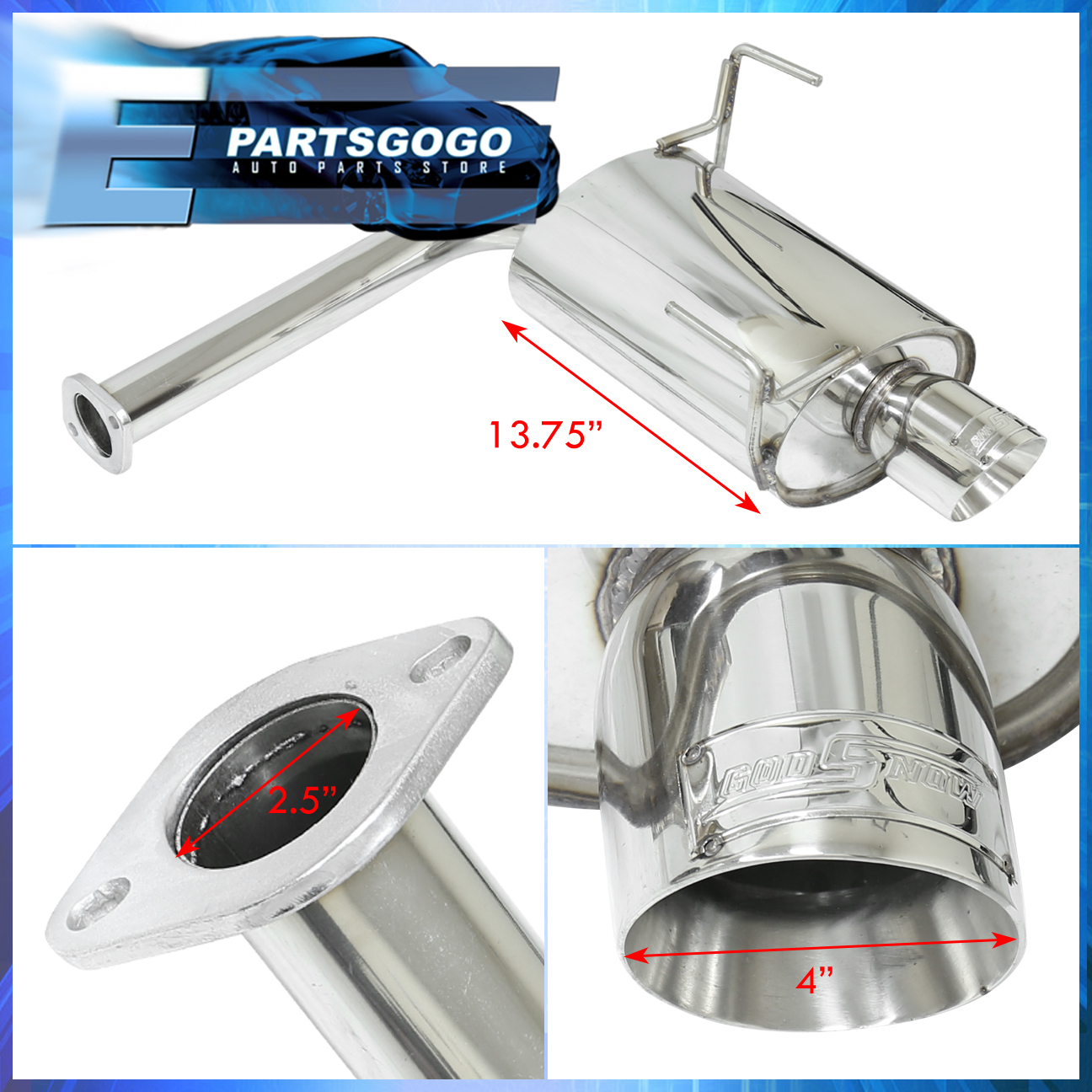 For 08-14 Subaru Impreza WRX 4DR S/S Dual Catback Exhaust 4