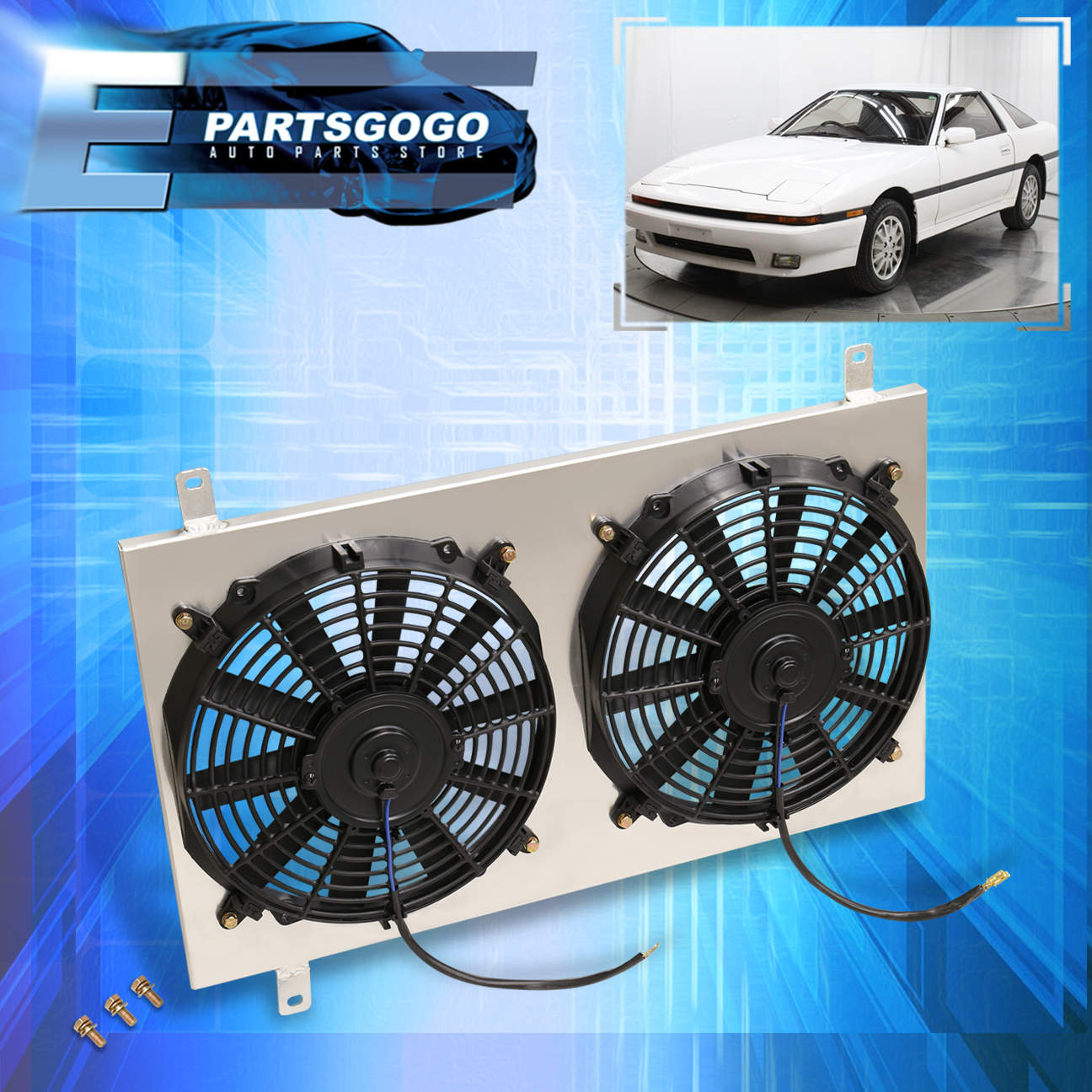 For 86-92 Supra A70 MK3 JZA70 M/T Aluminum Cooling Radiator Fan