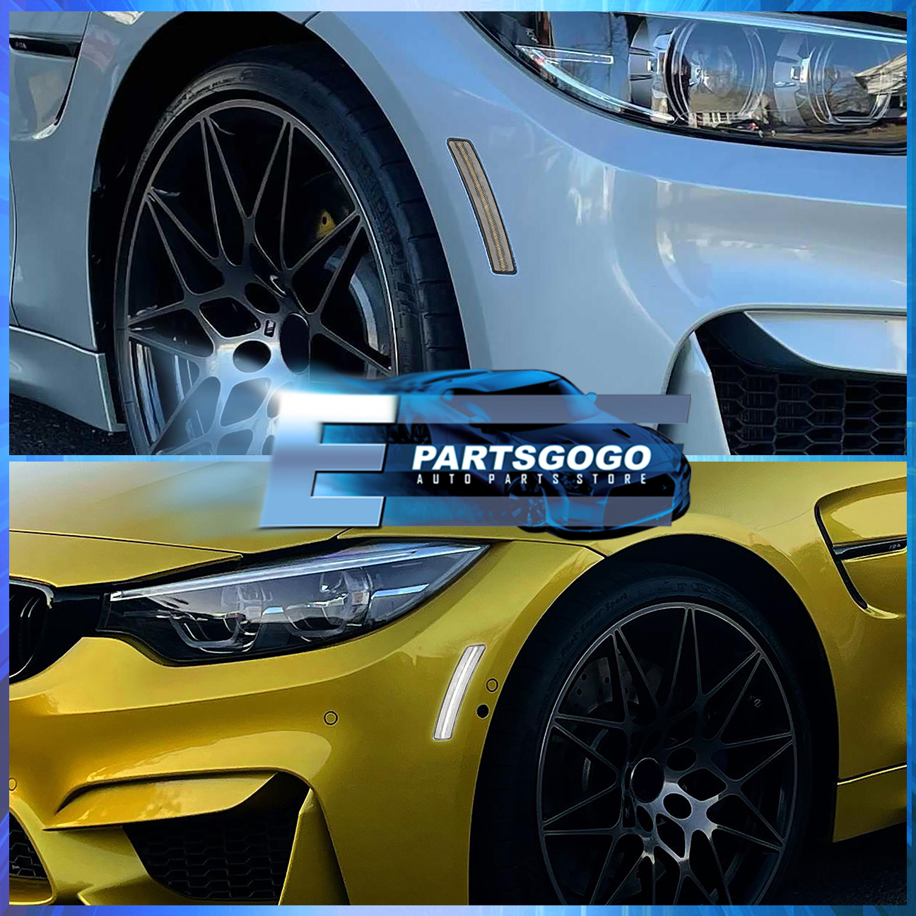 For 15-20 BMW F80 M3 / F82 F83 M4 Clear White LED Bumper Side