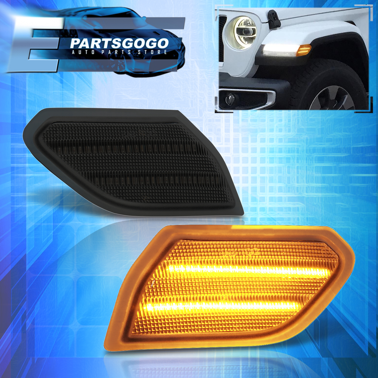 アンバー LED ウィンカーライト 2個 J'eep Wrangler JL 2018