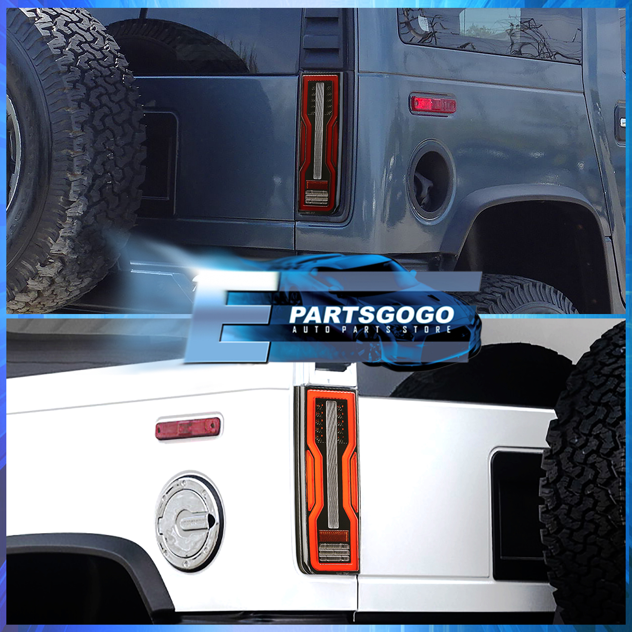 thumbnail image 2 of EAGLE EYES Euro Red Clear LED Tail Lights For 2003-2009 Hummer H2 SUV – Pair (Left & Right) 2 of 2
